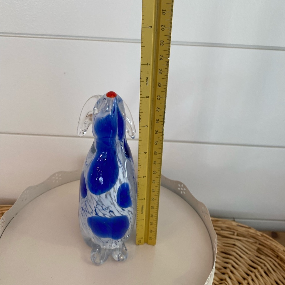 Blue Clear Solid Glass Bunny Rabbit Paperweight Decor Sculpture Figure - Picture 8 of 8